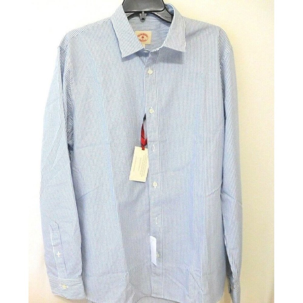 Brooks Bros Men Nine to Nine Striped Slim Fit Shirt Extra Large XL NEW Sleeves